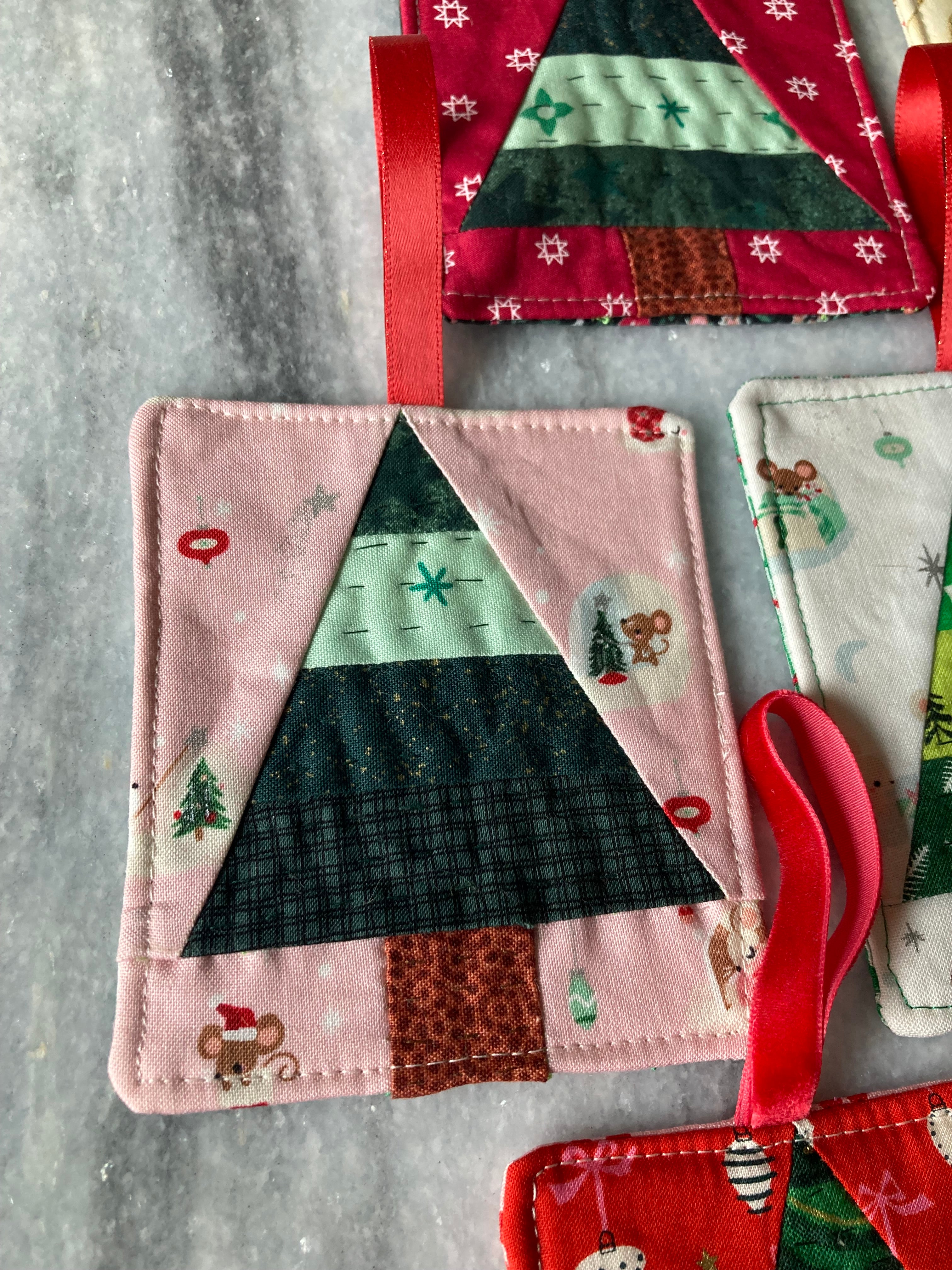 mini quilt tree ornaments